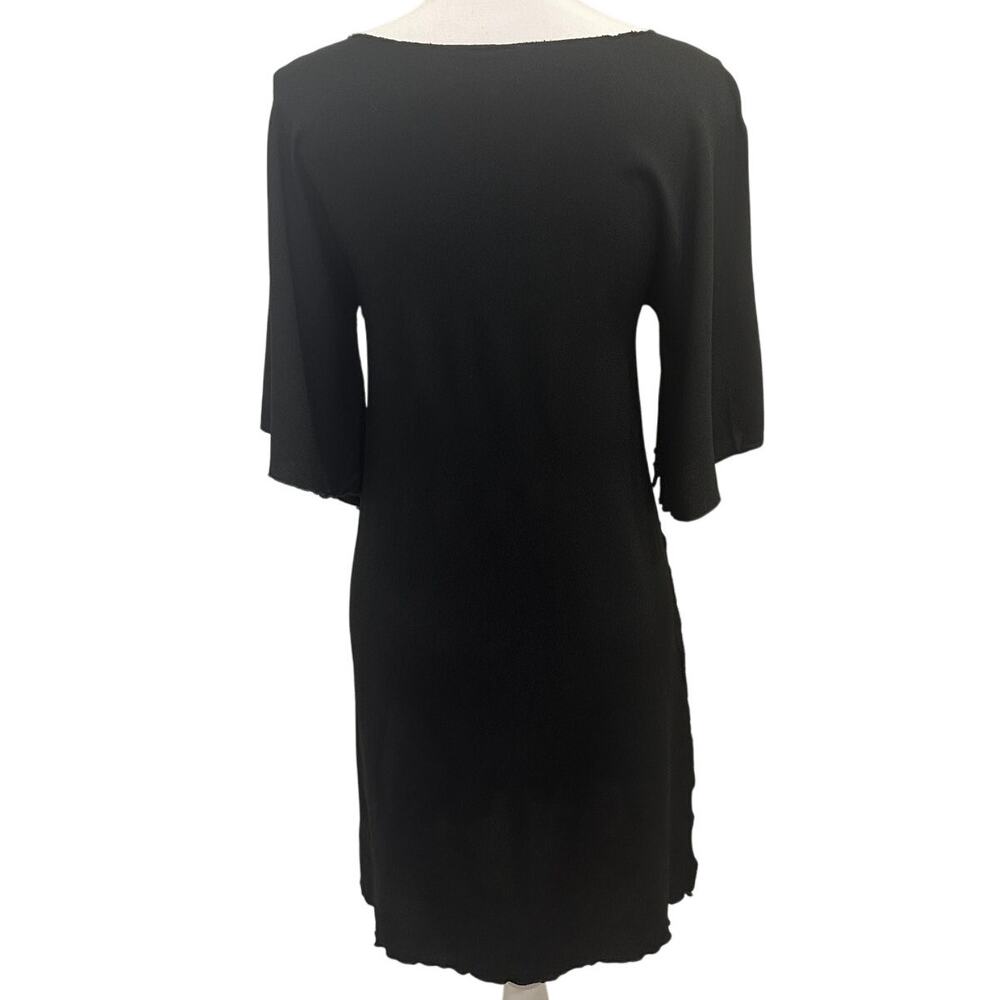 Zoie by Zoran VTG 80s Black Lettuce Trim Tunic Witchy Fairy Ren Faire Knight XS - Picture 3 of 10